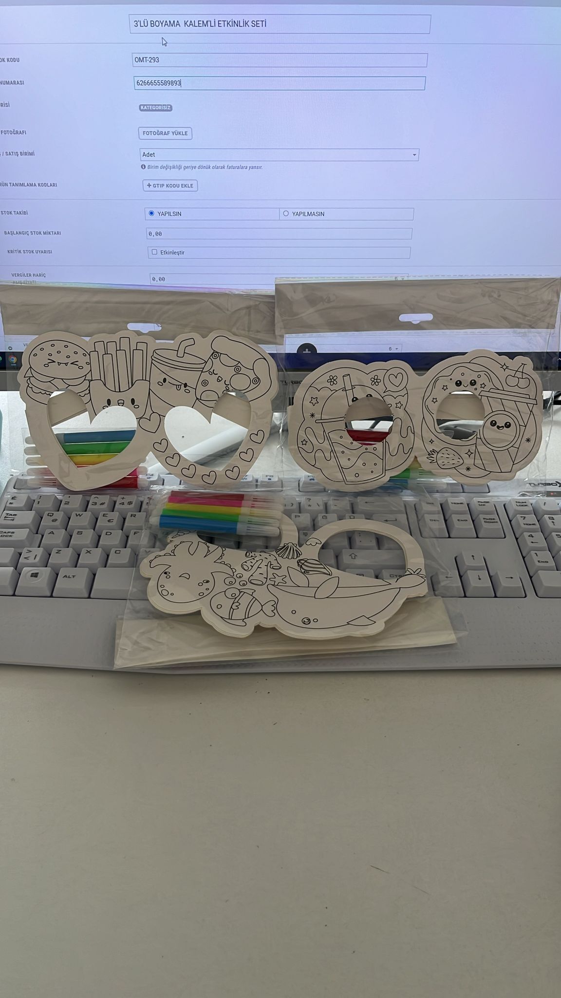 3'LÜ BOYAMA  KALEM'Lİ ETKİNLİK SETİ