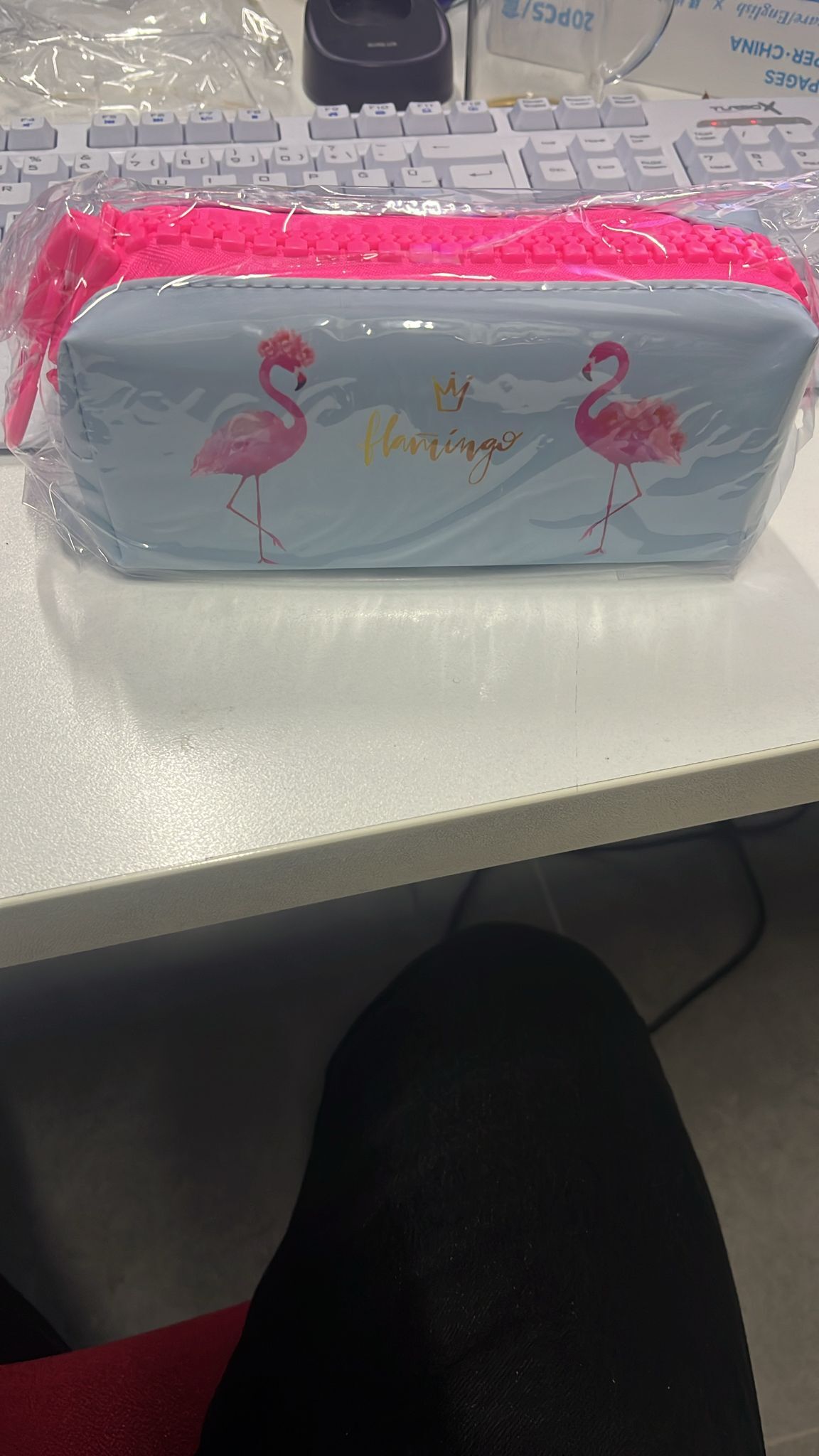 FLAMİNGO DESENLİ KALIN FERMUAR KALEM KUTU