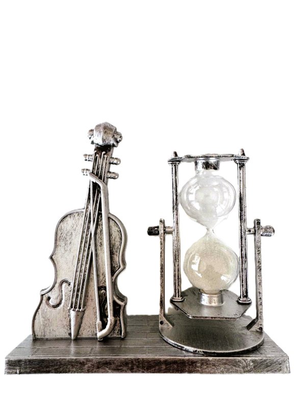 GİTAR DESENLİ GÜMÜŞ KUM SAATİ